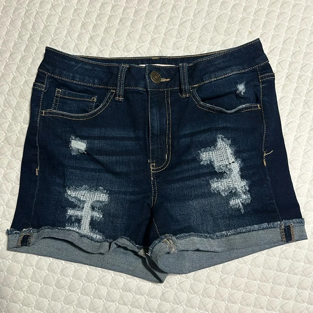 So high rise midi jean shorts